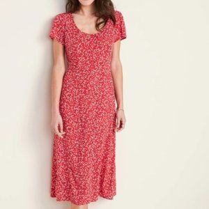 Fit & Flare Printed Button Front Midi Dress